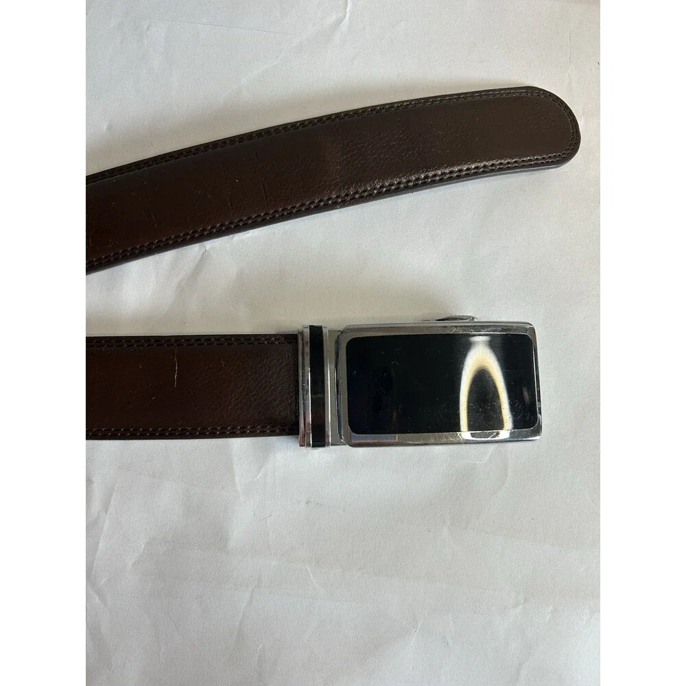 Men's Brown Belt with Silver Buckle Size 50